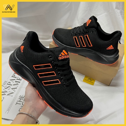 Giày Thể Thao Nam Màu Đen Thui Full Cam Duy Nhật Store 3 Sọc Đẹp Độn 2cm Êm Sneaker Bata Trendy Big Size Lớn 45 46 47 48