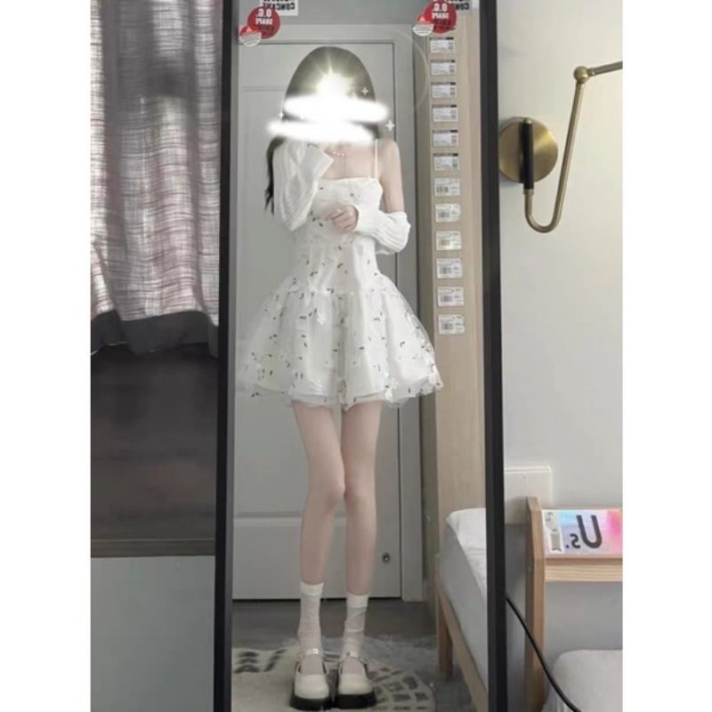 SET ĐẦM 2 DÂY HOA KÈM ÁO KHOÁC CARIDGAN