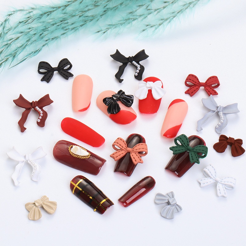 Phụ Kiện Trang Trí Móng Tay Hình Bướm Màu Vàng Và Ngọc Trai Phong Cách Hàn Quốc