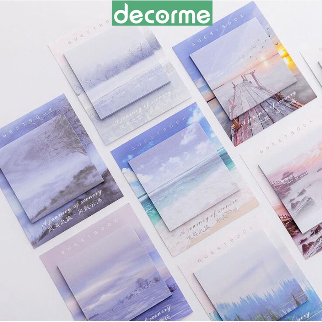 Tập 30 tờ giấy note hình phong cảnh DecorMe Giấy ghi chú hình phong cảnh phong cách Hàn Quốc