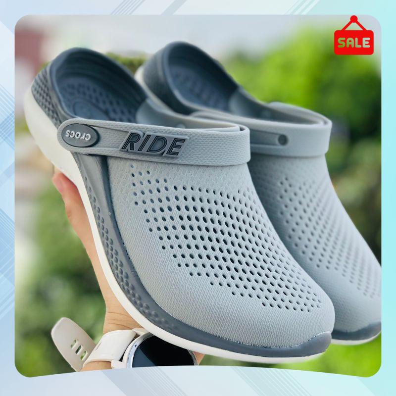 Dép Cross Literide 360 🎁 FREESHIP + Hàng loại 1 + Hộp 🎁 giày sục sandal Crocs quai ngang bít đầu nam nữ, full-xám