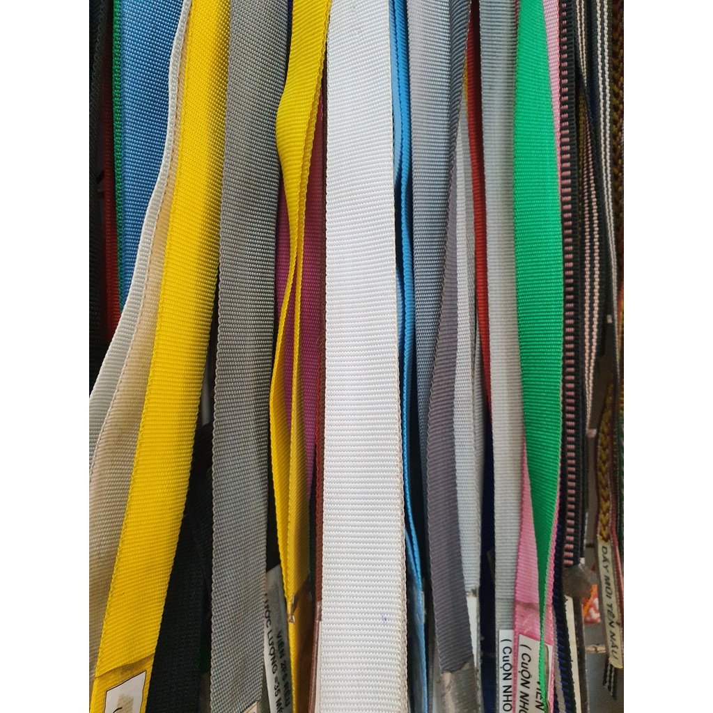 Dây đai cotton, dây dù dẹp, dây quai túi màu trắng cao cấp size 2cm - 5cm