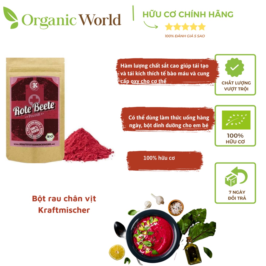 Bột củ dền hữu cơ Kraftmischer 150g