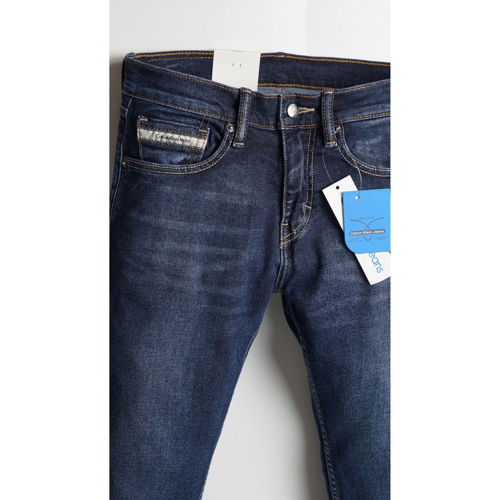 Quần bò nam ống đứng xanh jean- jean co giản