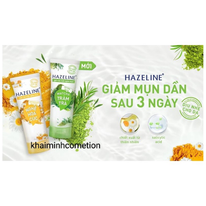 15 gr - Sữa rửa mặt Hazeline matcha tràm trà ngừa mụn dịu nhẹ lành tính