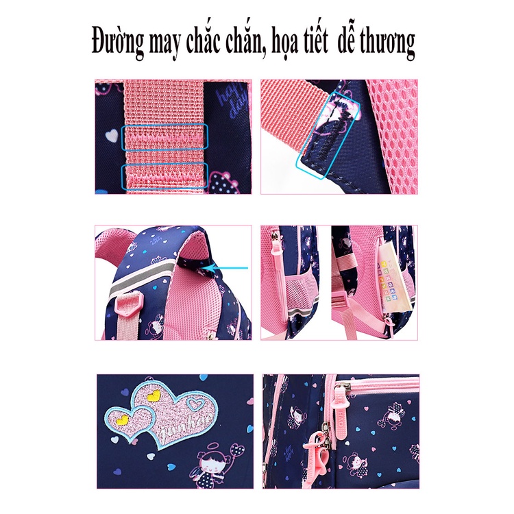 Balo bé gái siêu nhẹ chống thấm cho bé cấp 1 cấp 2