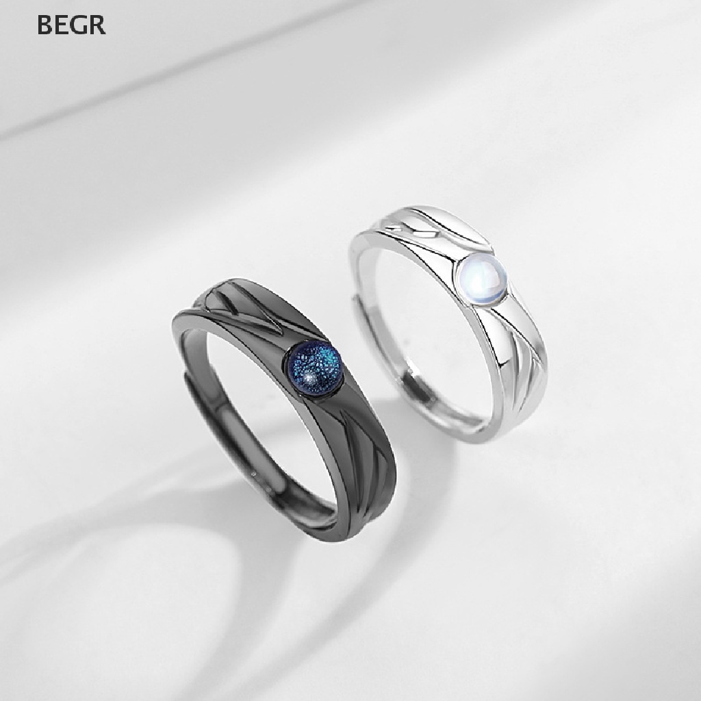 be Angel and devil couple ring black and white pair of student trend open ring retro moonstone pair ring vn