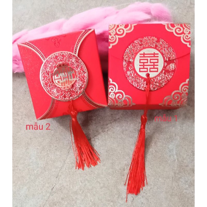 Sỉ 50 hoặc 100 hộp quà cưới đỏ hoặc hồng (3 mẫu)