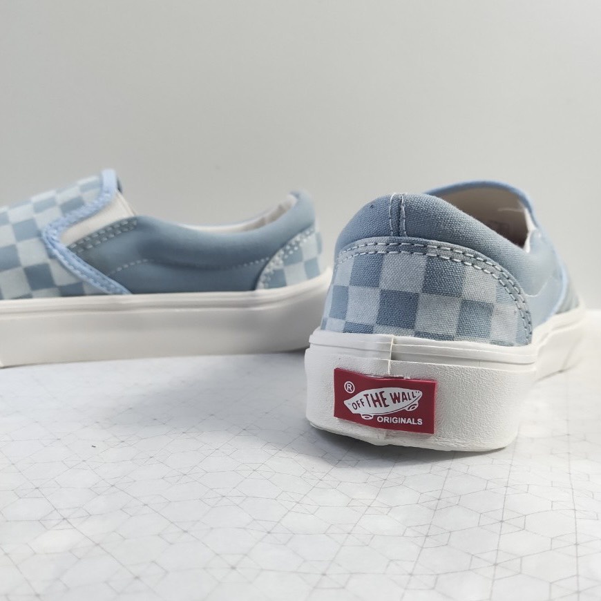 Giày Thể Thao Van Slip On Caro Xanh Ngọc
