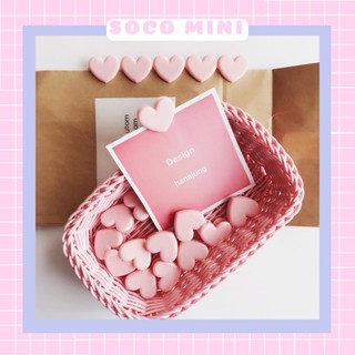 Kẹp giấy mini hình trái tim màu hồng bằng nhựa bỏ túi tiện lợi