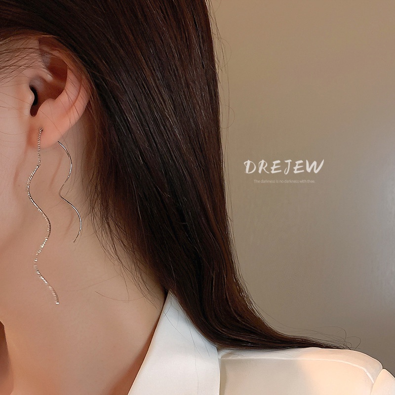 DREJEW Bông Tai Dáng Dài Phối Tua Rua Phong Cách Hàn Quốc Đơn Giản Thời Trang