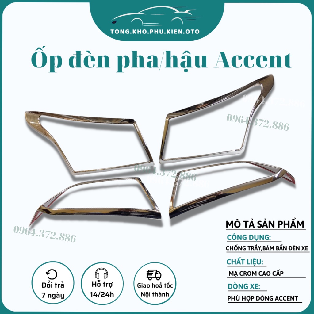 Ốp viền đèn hậu xe Hyundai Accent 2018-2019-2020-2021-2022 mạ crom
