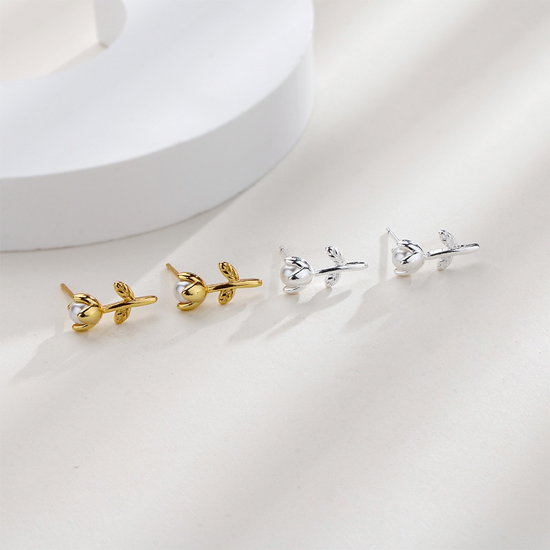 Thời trang hàn quốc bông tai ngọc trai độc đáo bông tai hoa tulip bông tai nữ