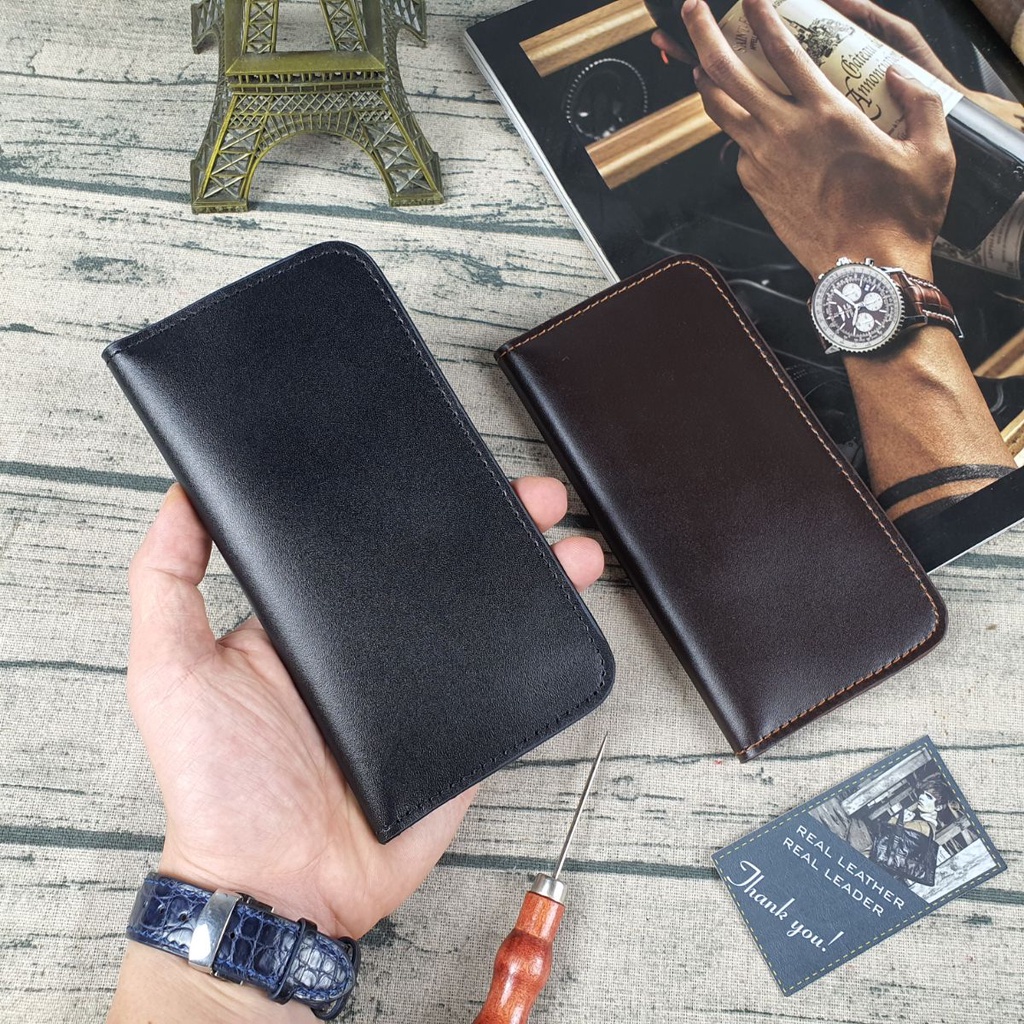 Ví dài mini nam nữ siêu mỏng da bò thật WL118VB  -100% da bò thật, BH 3 năm