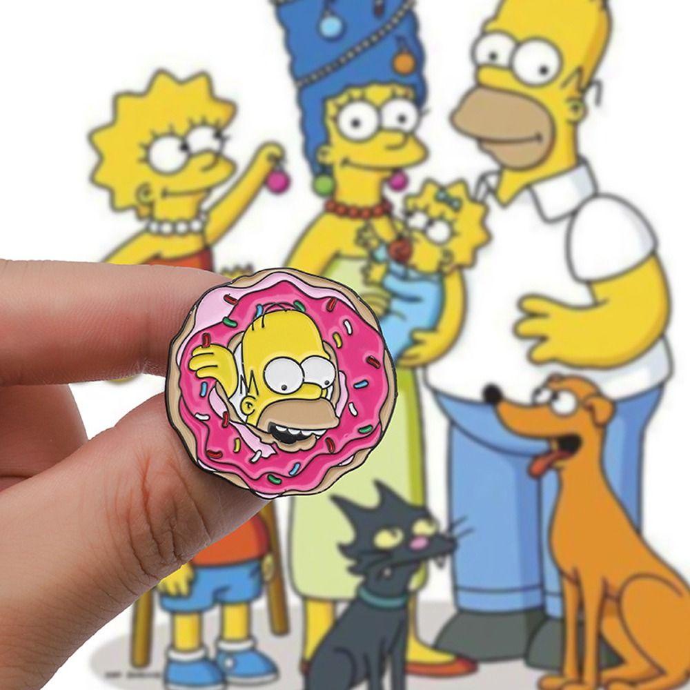 MXGOODS Huy Hiệu Cài Áo Bằng Hợp Kim Tráng Men Họa Tiết Hoạt Hình Simpson Dễ Thương Vui Nhộn Cho Bé