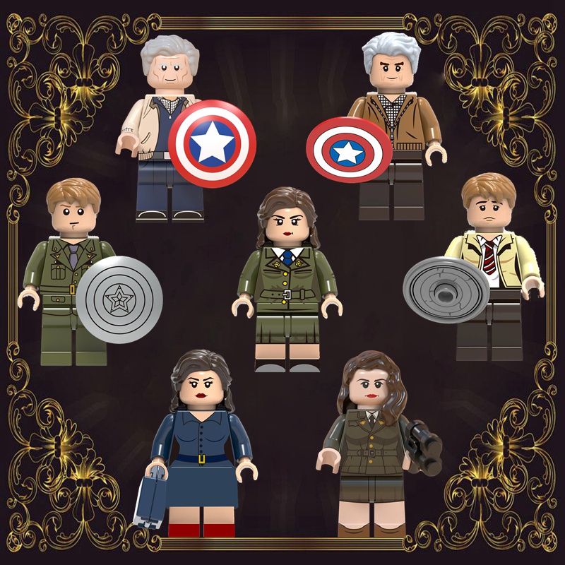 Mô Hình Đồ Chơi Lắp Ráp Nhân Vật Captain America Steve Rogers Peggy Carter Sharon Carter