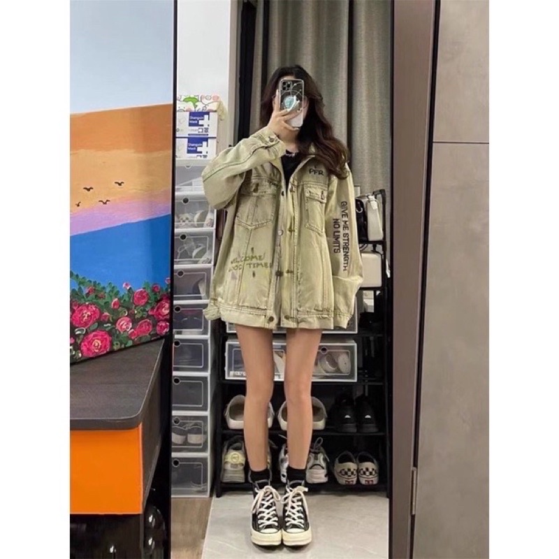 TKLIHN Áo khoác JEANS ulzzang LOANG MÀU VẢY SƠN phong cách UNISEX ĐỘC LẠ FASHIONITA 2022