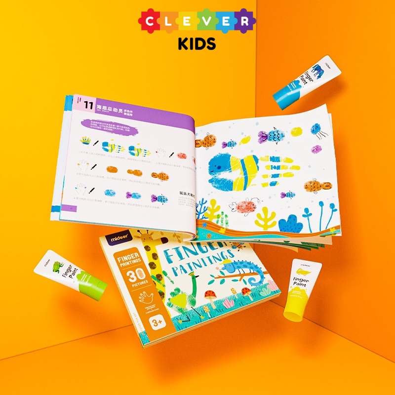 Tập Tô Màu, Sổ Vẽ Bằng Tay 30 Hình Ảnh Chính Hãng Mideer Finger Paint Paintings Book - CleverKids
