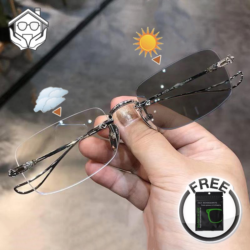 Mắt kính Vuông đổi màu chống ánh sáng xanh cho nam và nữ Mắt Kính Chống Tia UV400 Chống Bức Xạ 2 Trong 1