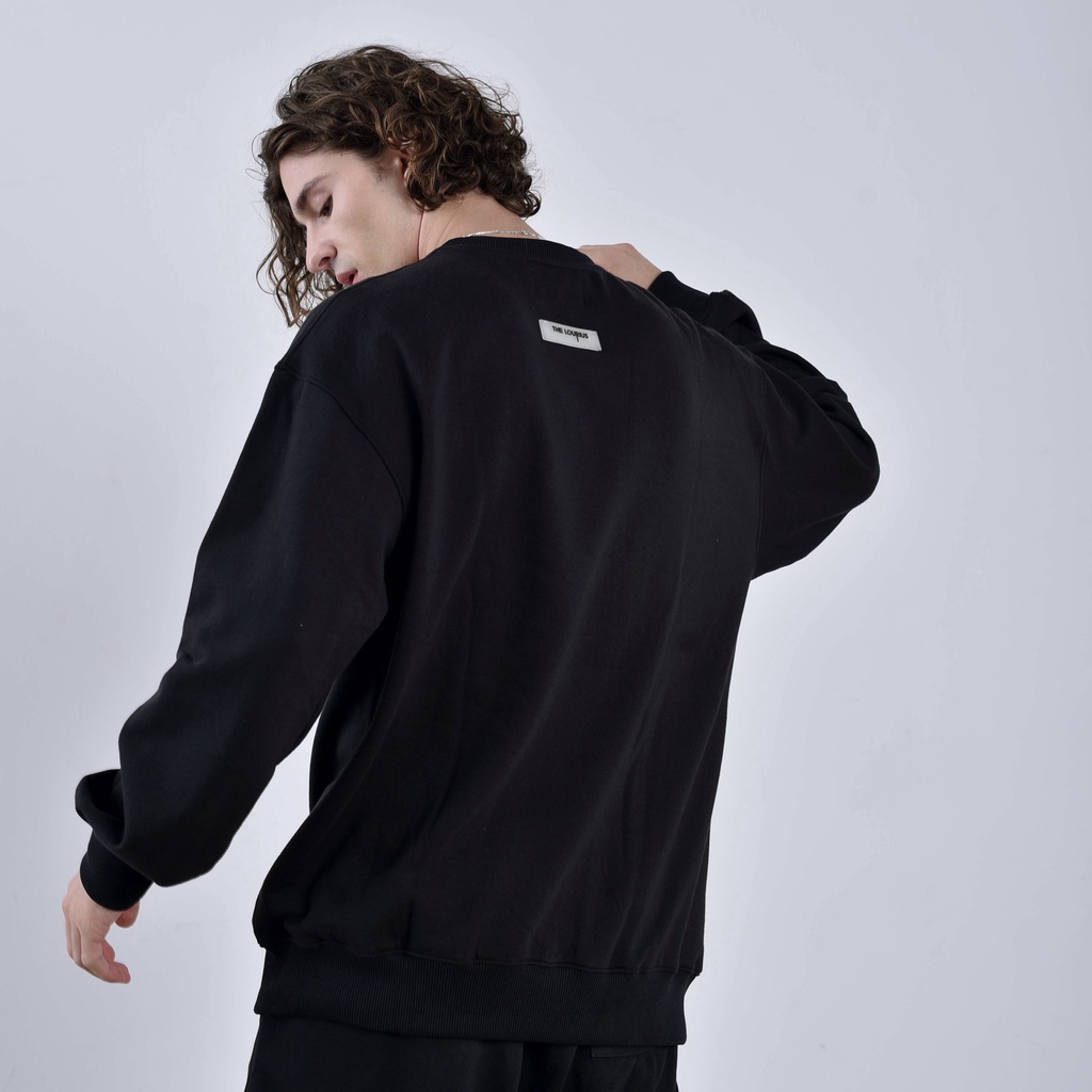 Áo Nỉ Bông Unisex Sweater Thêu Logo Thiết Kế Phong Cách Kiểu Gỗ