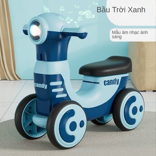 Xe chòi chân thăng bằng 4 bánh cao cấp kèm nhạc và đèn không có bàn đạp Chống lật xe thăng bằng cho bé