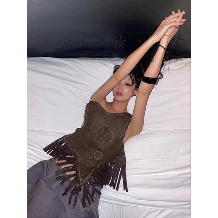 Túi Đeo Chéo Da Lộn Phối Tua Rua Vintage Phong Cách Âu Mỹ 2022