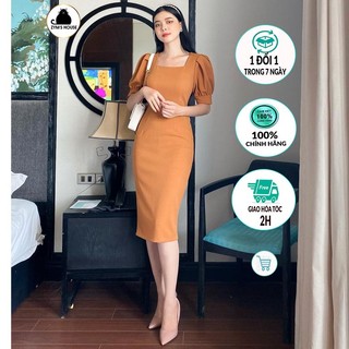 Váy body cổ vuông xếp li tay Zym’s House - LT98