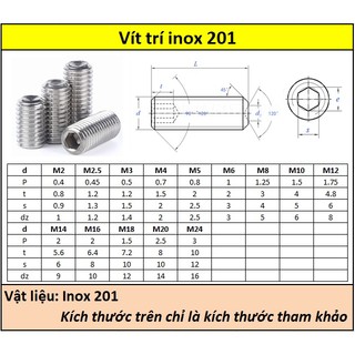 Vít trí inox 201 M5 (Túi 10)