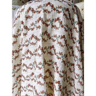 vải xô muslin 2 lớp cao cấp hoa hồng đôi nâu tây