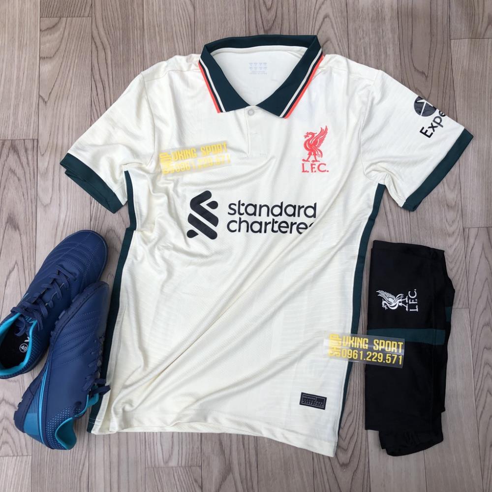 Áo Liverpool 2022 | Bộ Quần Áo Bóng Đá CLB Liverpool 2021/2022 Sân Khách Màu Vàng Nhạt *