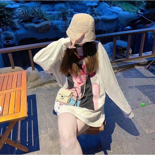 ✨BÁN SỈ✨ÁO THUN DÀI TAY DÁNG RỘNG CÔ GÁI 2 MÀU
