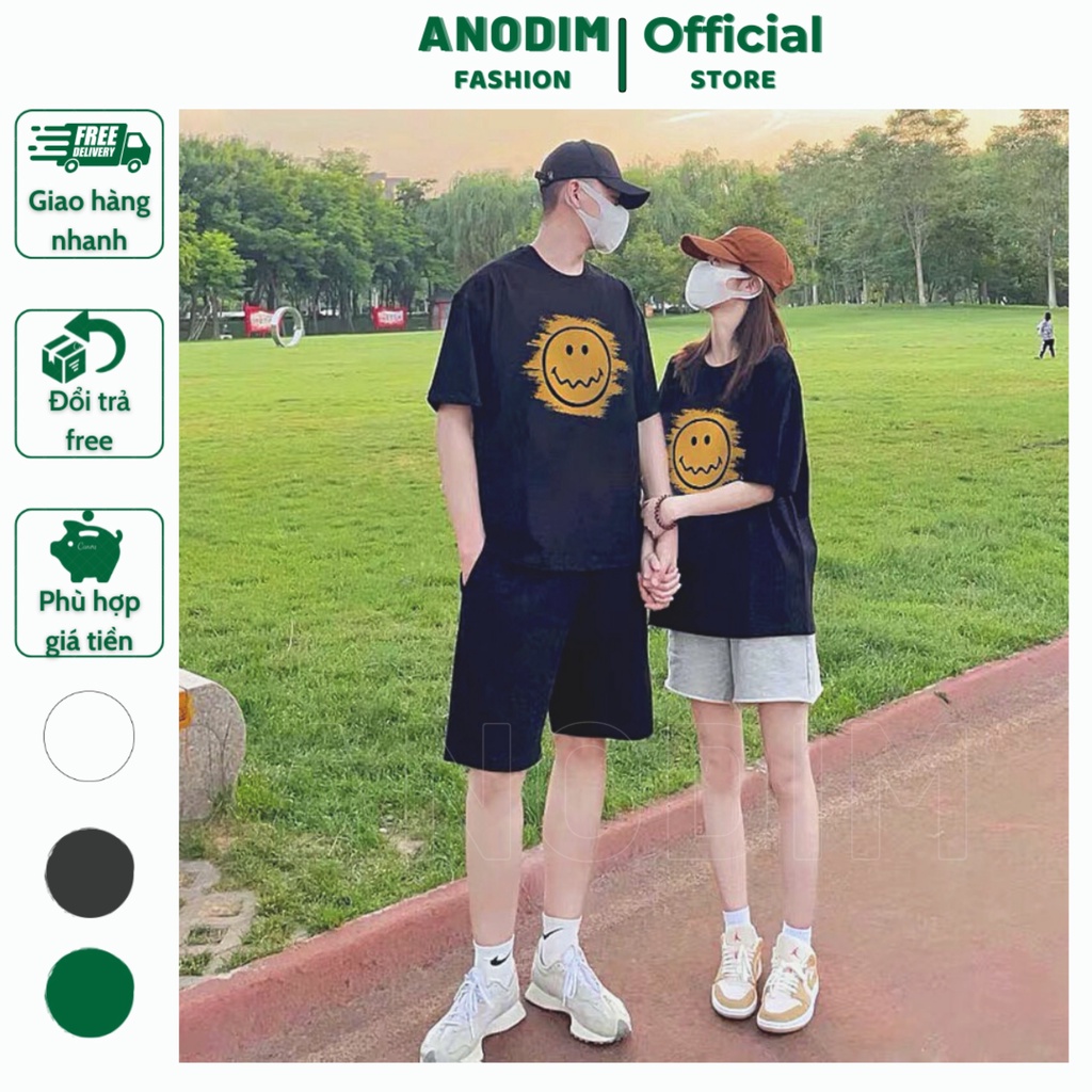 Áo thun cặp đôi, áo đôi in hình MẶT CƯỜI unisex basic cá tính