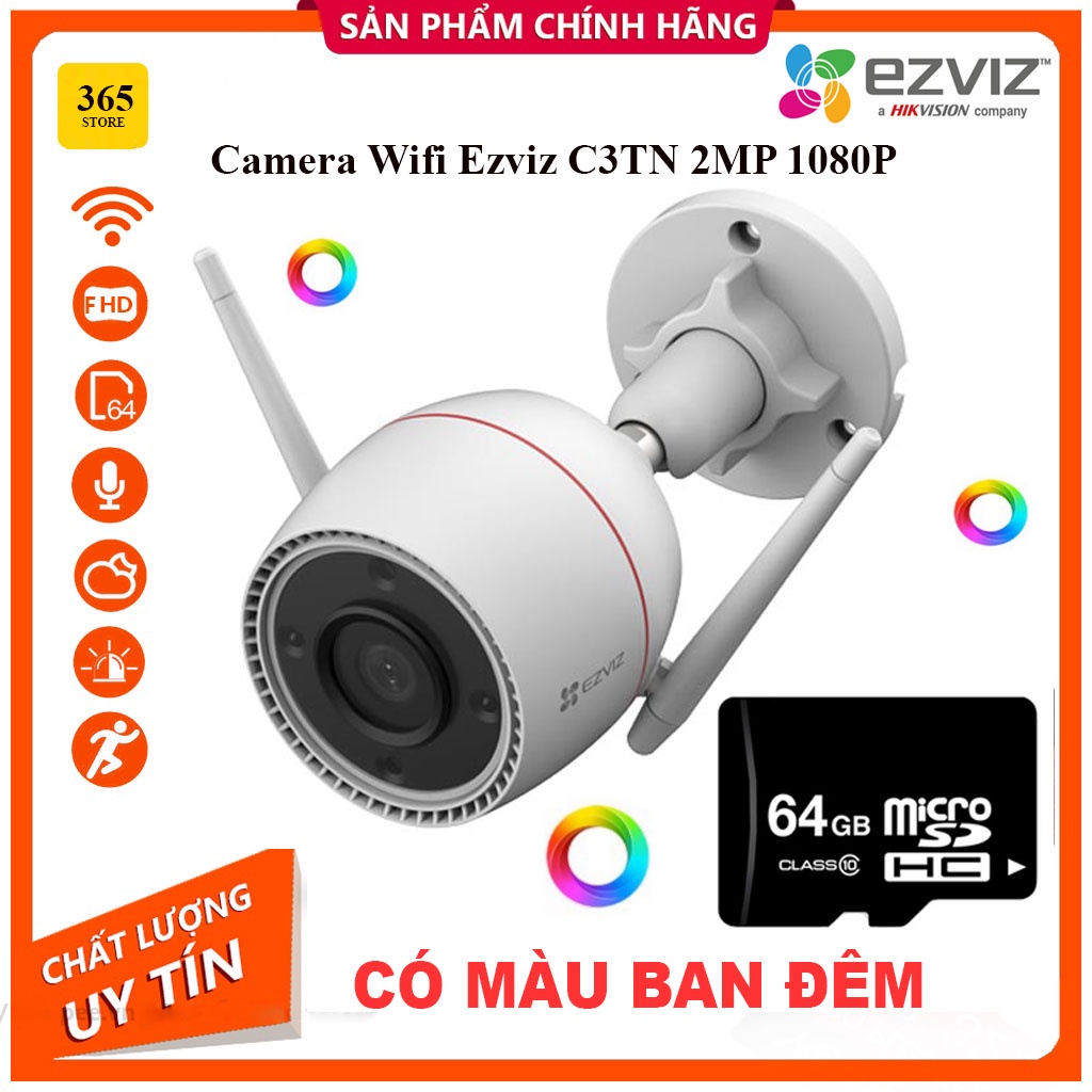 Camera Wifi Ezviz C3WN , C3TN ,C3W 1080P Full HD Chạy ngoài trời,Full HD 1080P, Tích hợp míc nghe, Hồng Ngoại xa-BH 24TH