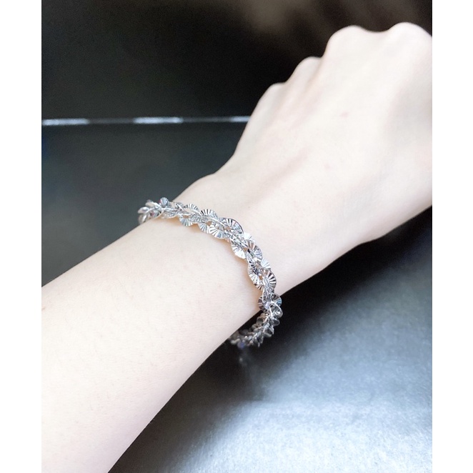 Lắc tay nữ xoắn máy xi bạch kim LTXM03- Bạc 950 xi bạch kim