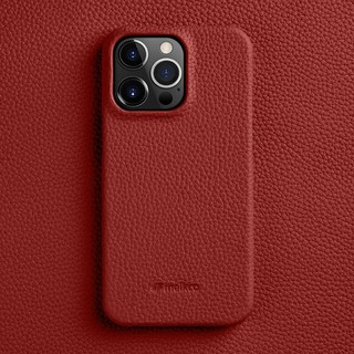 Ốp điện thoại da bò thật cho iphone 14 pro max plus leather phone case luxury business bao da điện thoại cao cấp ốp lưng cam đỏ