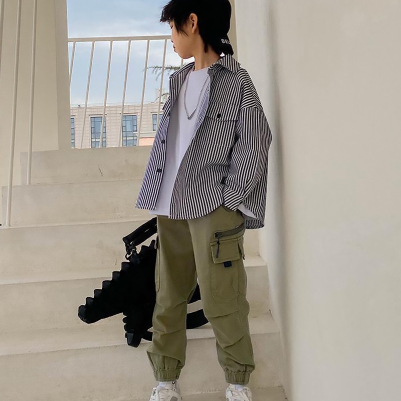 Quần Yếm Cotton Màu Đen / Xanh Lá Thời Trang Thu Đông Cho Bé Trai