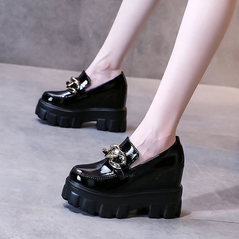 giày cao gót ulzzang boot đế bánh mì giày cao gót mũi tròn Giày Tây Đế Dày 5.5cm Phong Cách Anh Quốc Thời Trang Cho Nữ