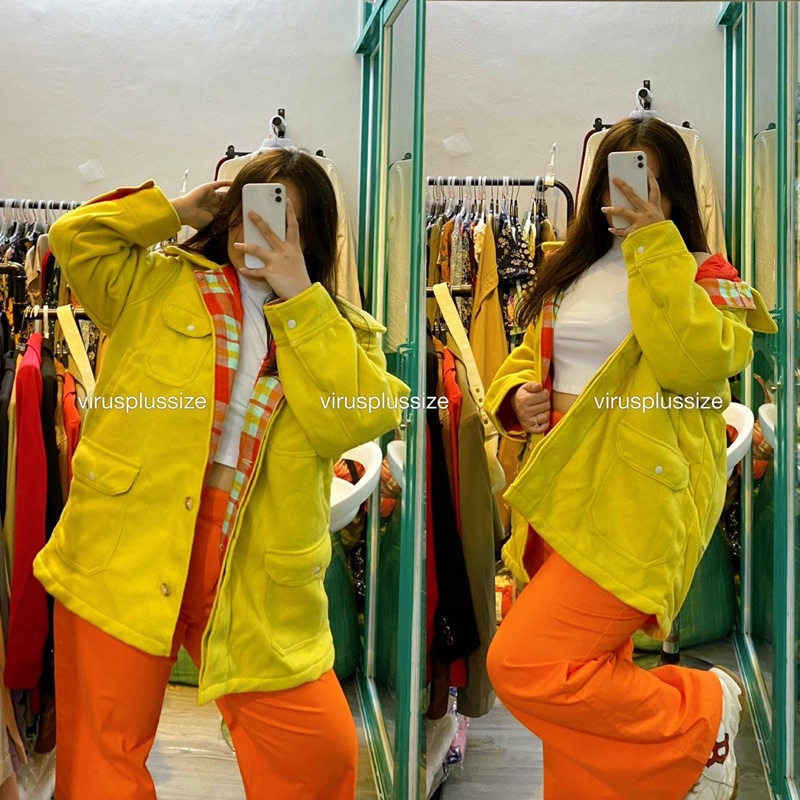 [virusplussize]Áo dạ BÊ ĐÊ GỜ form dài áo ấm bigsize