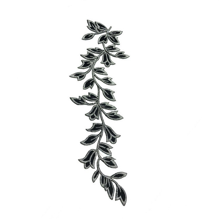 Sticker Ủi Thêu Hình Lá Cây Trang Trí Lưng Quần Áo