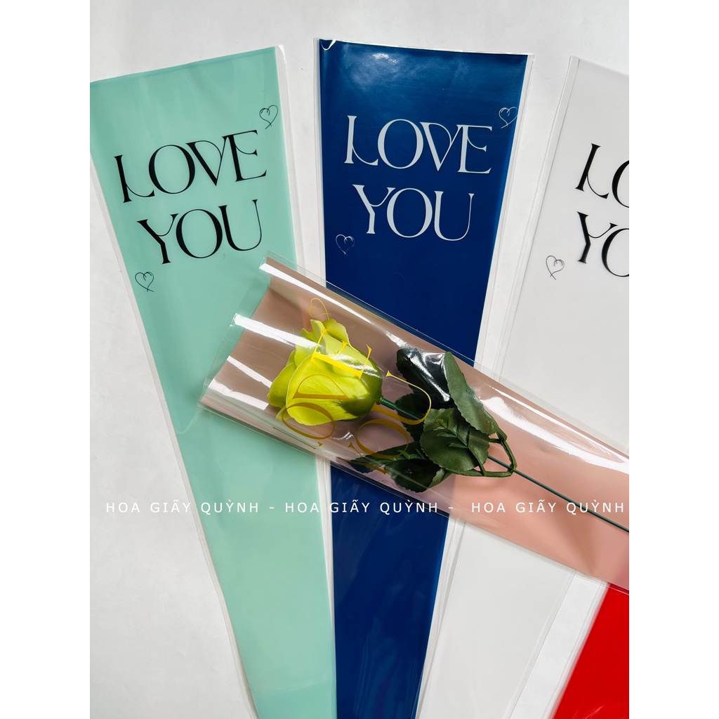 TÚI KIẾNG MÀU BÓ HOA 1 BÔNG - LOVE YOU- XẤP 50 TÚI