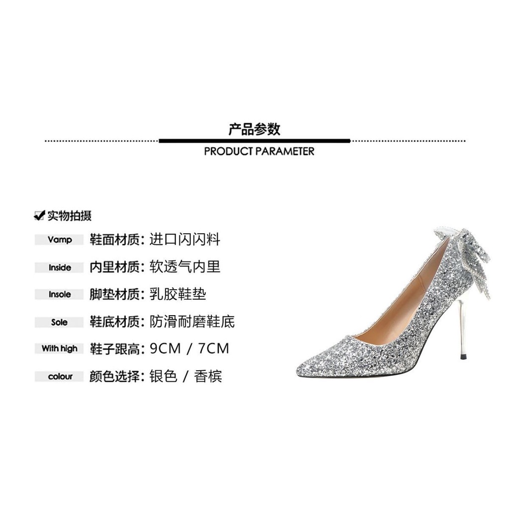 COD giày cao gót trắng cô dâu giày cao gót trắng 7p guốc cao gót quai mảnh cao gót 9p quai mảnh Giày Cưới Cao Gót Hai Cách Mang Đính Kim Cương Pha Lê Phong