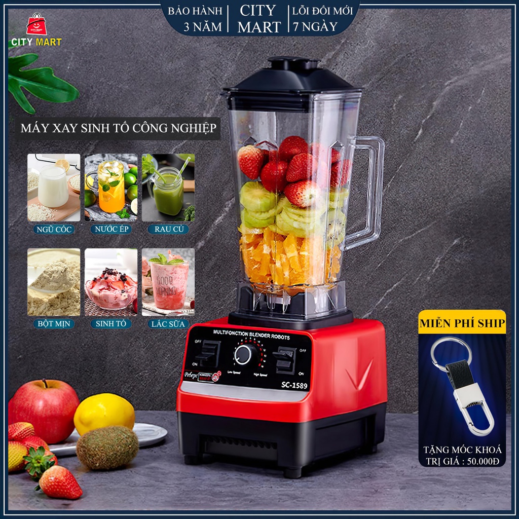 Máy xay sinh tố Công Nghiệp công suất lớn 4500w Lưỡi dao thép không rỉ. Xay đá, thịt, hạt, hoa quả. Bảo Hành 2 năm