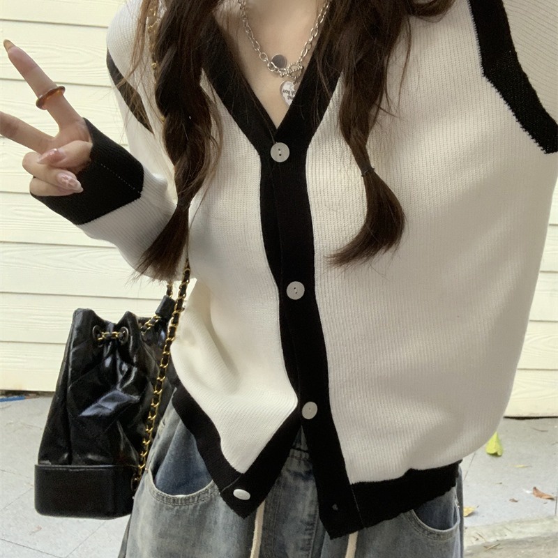 ZHELIHANGFEI Áo Khoác Len Cardigan Tay Dài Cổ Chữ V Thời Trang Cho Nữ