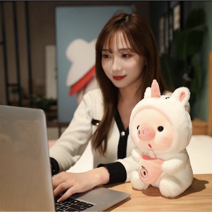𝐇𝐎𝐓💥 Thú bông heo ôm uống trà sữa siêu đáng yêu 💥Gấu bông nhập ngoại