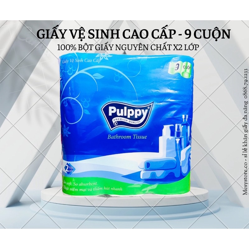 Giấy Vệ Sinh Pulppy Cao Cấp 1 Lốc 9 cuộn 2 Lớp 2790 Tờ