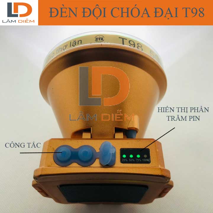 ĐÈN PIN SẠC ĐỘI ĐẦU KÍN NƯỚC SIÊU SÁNG HIỂN THỊ % PIN 3 CHẾ ĐỘ T92-T95-T98