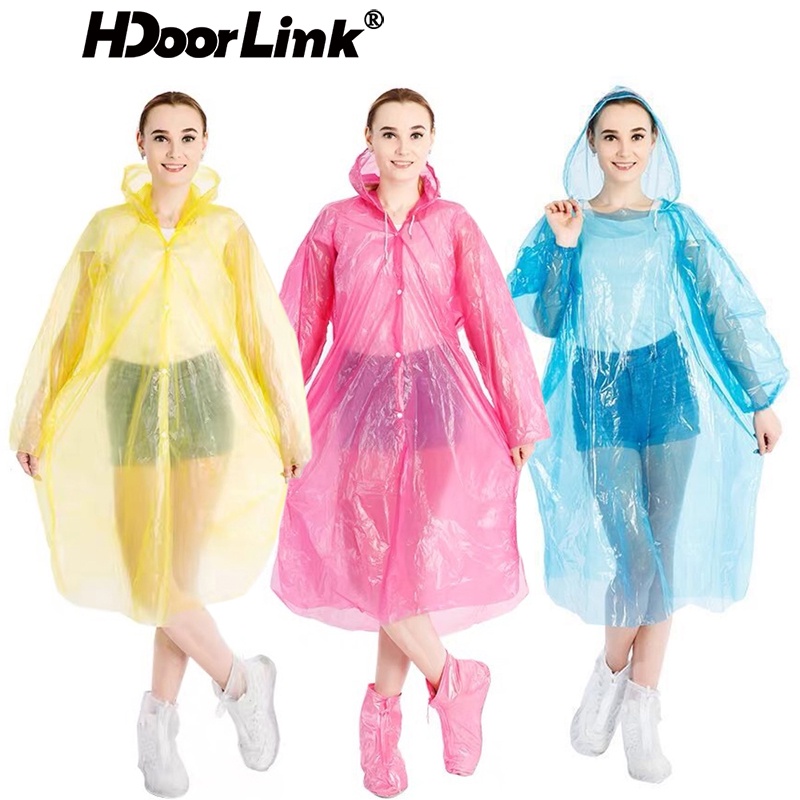Áo mưa HDOORLINK dày dặn có mũ trùm dùng một lần chống thấm nước dùng đi câu cá/ leo núi/ du lịch ngoài trời cho nam nữ