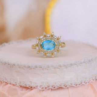 Nhẫn hở mạ vàng 18k đính đá zircon xanh