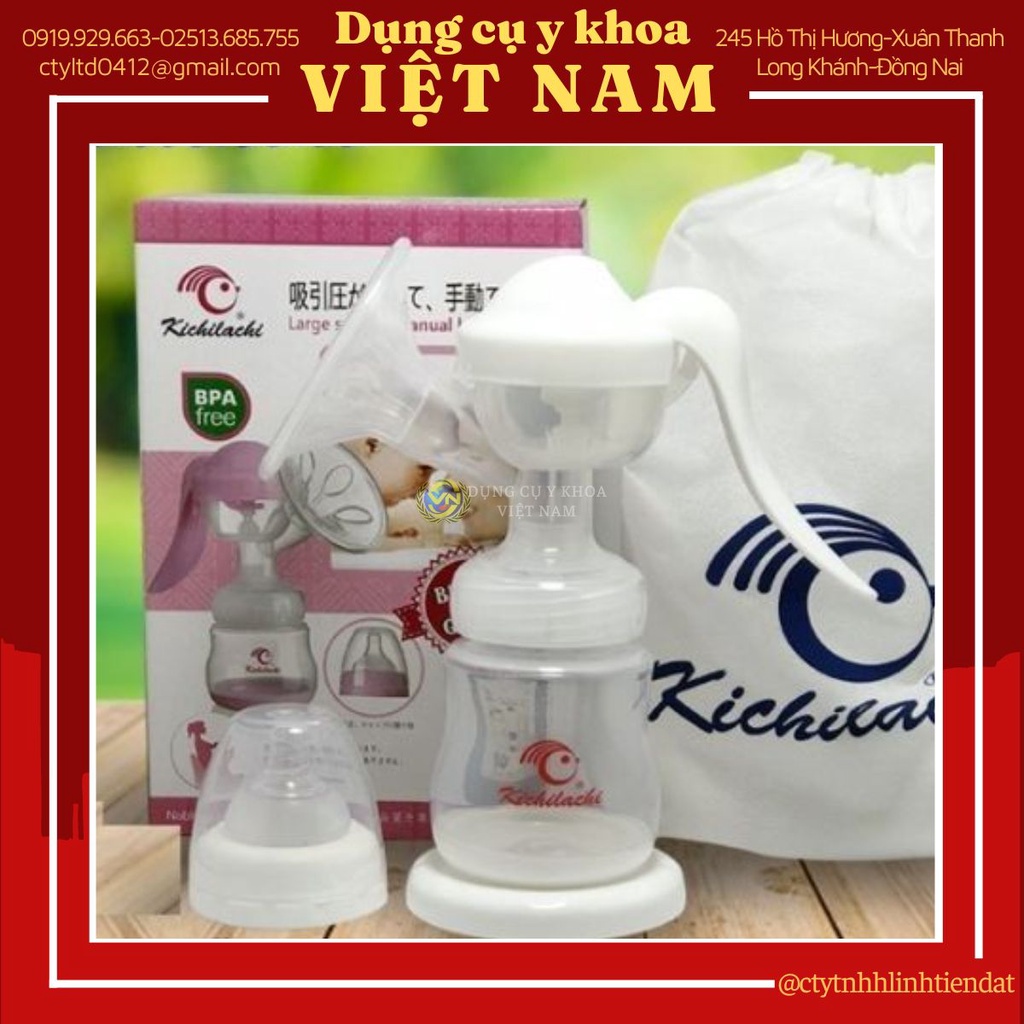 Dụng cụ hút sữa cầm tay KichiLachi, bình vắt sữa cho bé - Chính hãng Nhật Bản