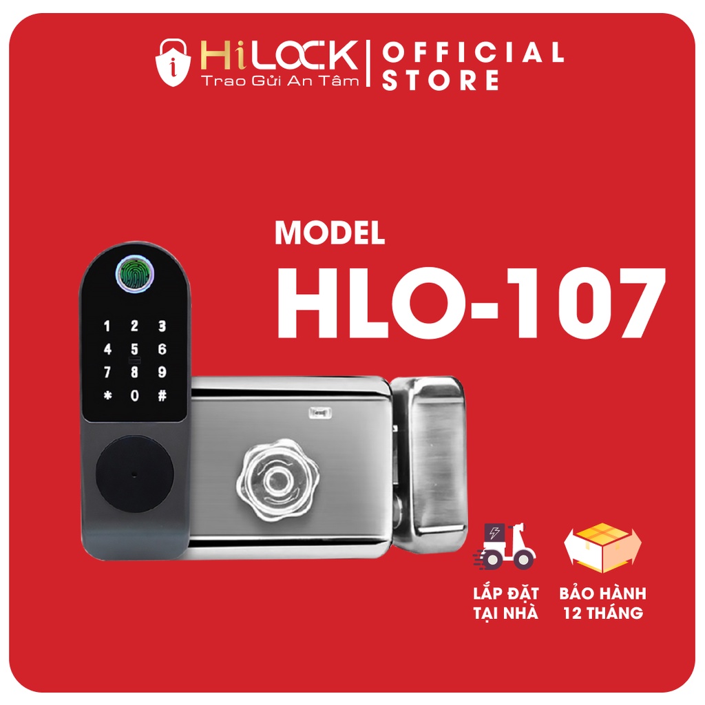 Khóa cửa vân tay thông minh HLO107 cho cửa gỗ, cửa sắt, cửa cổng. mở khóa vân tay, mã số, thẻ từ..